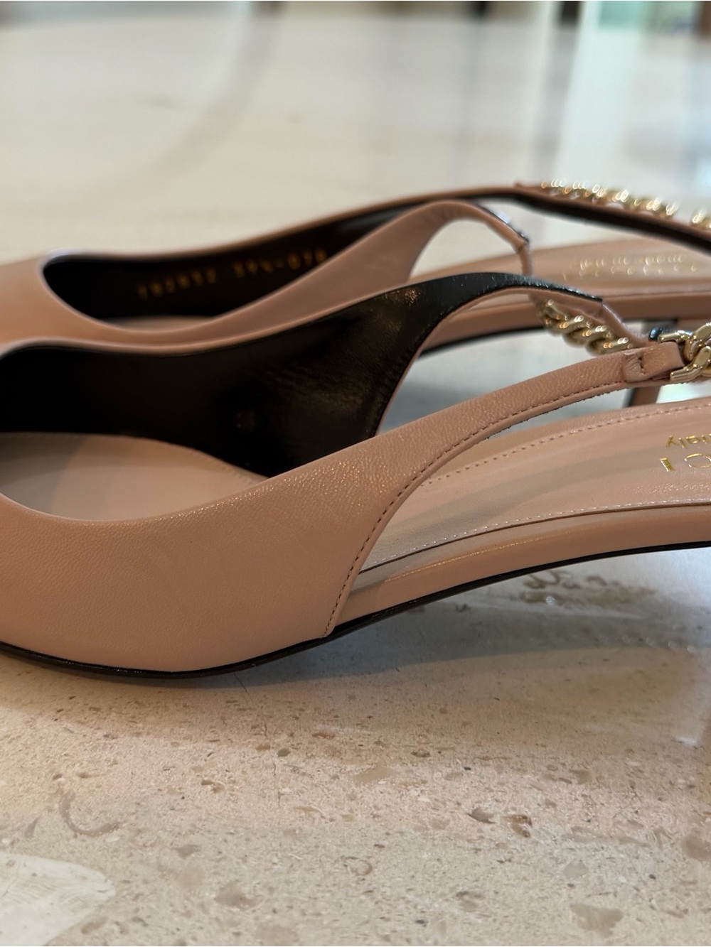 Gucci Women's Nude Slingback Pumps with Gold Accent